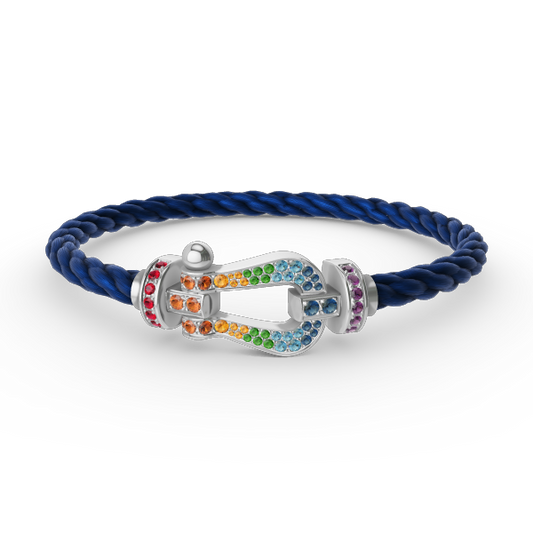 [Solara Jewelry]FORC LARGE HORSESHOE  COLORED DIAMOND BRACELET SILVER