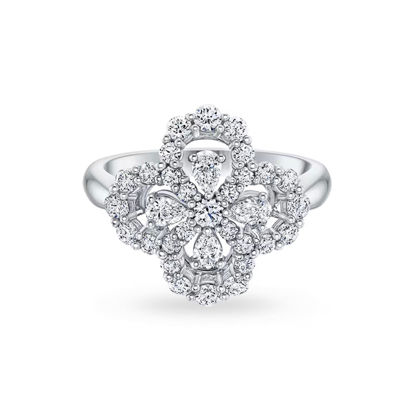 [Solara Jewelry]LOOP RING FULL MOTIF DIAMOND 16MM SILVE