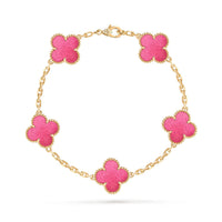 [Solara jewelry]NEW CLOVER 5 MOTIFS PINK ENAMEL BRACELET