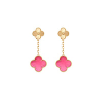 [Solara jewelry]NEW CLOVER 2 MOTIF PINK ENAMEL EARRINGS