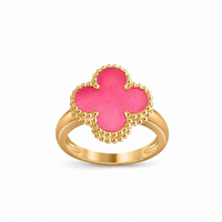 [Solara jewelry]NEW CLOVER PINK ENAMEL RINGS