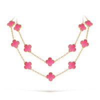 [Solara jewelry] NEW CLOVER 20 MOTIFS PINK ENAMEL NECKLACE