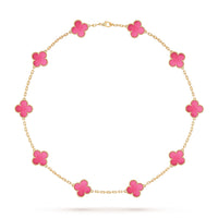 [Solara jewelry]NEW CLOVER 10 MOTIFS PINK ENAMEL NECKLACE