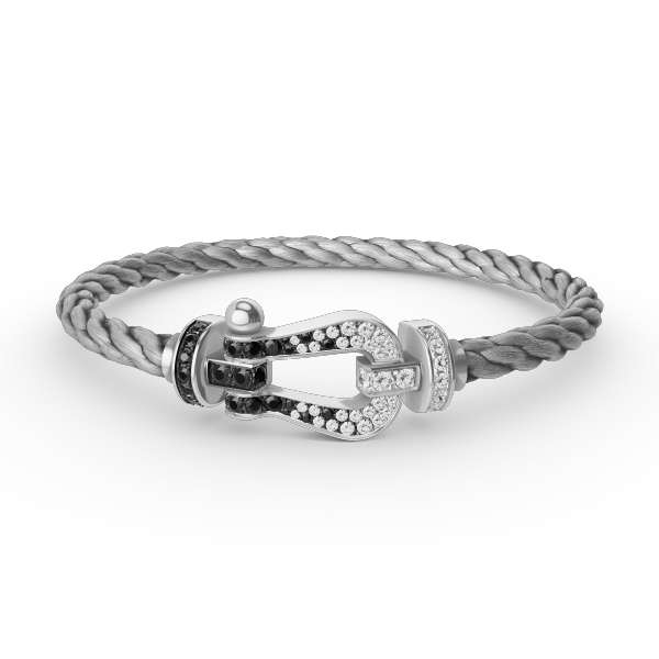 [Solara Jewelry]FORCE LARGE HORSESHOE BLACK WHITE DIAMOND BRACELET SILVER