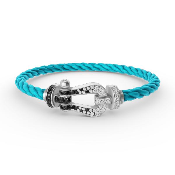 [Solara Jewelry]FORCE LARGE HORSESHOE BLACK WHITE DIAMOND BRACELET SILVER