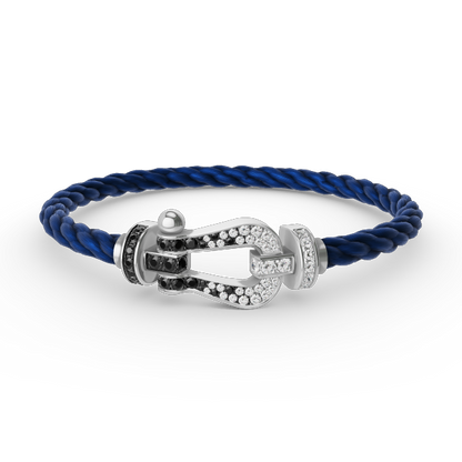 [Solara Jewelry]FORCE LARGE HORSESHOE BLACK WHITE DIAMOND BRACELET SILVER