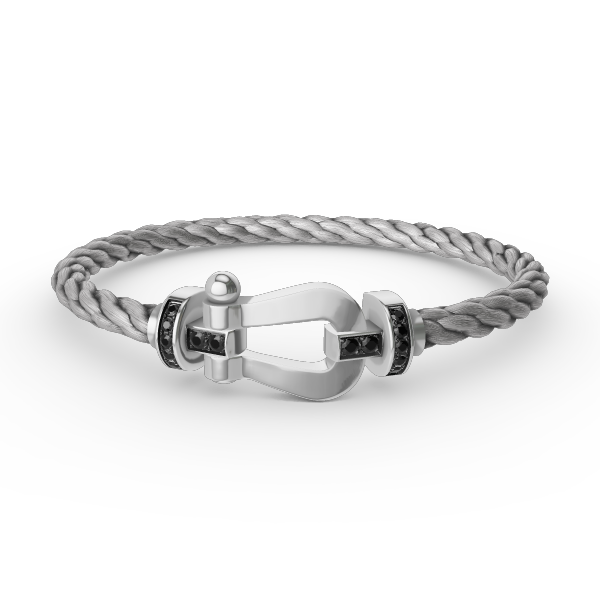 [Solara Jewelry]FORCE LARGE HORSESHOE BLACK DIAMOND BRACELET SILVER