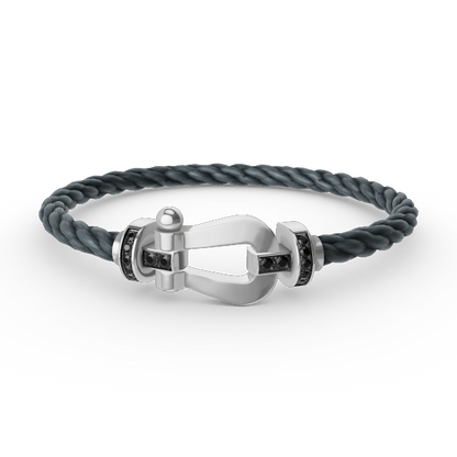 [Solara Jewelry]FORCE LARGE HORSESHOE BLACK DIAMOND BRACELET SILVER