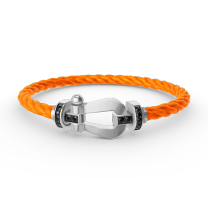 [Solara Jewelry]FORCE LARGE HORSESHOE BLACK DIAMOND BRACELET SILVER