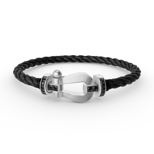 [Solara Jewelry]FORCE LARGE HORSESHOE BLACK DIAMOND BRACELET SILVER