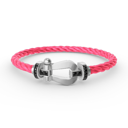 [Solara Jewelry]FORCE LARGE HORSESHOE BLACK DIAMOND BRACELET SILVER