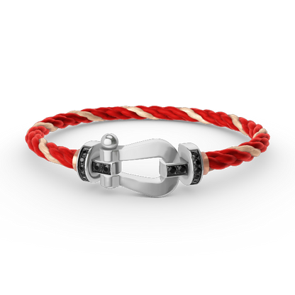 [Solara Jewelry]FORCE LARGE HORSESHOE BLACK DIAMOND BRACELET SILVER