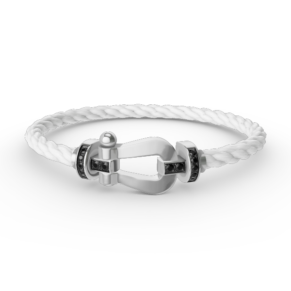 [Solara Jewelry]FORCE LARGE HORSESHOE BLACK DIAMOND BRACELET SILVER