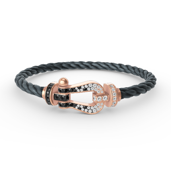 [Solara Jewelry]FORCE LARGE HORSESHOE BLACK WHITE DIAMOND BRACELET ROSE GOLD