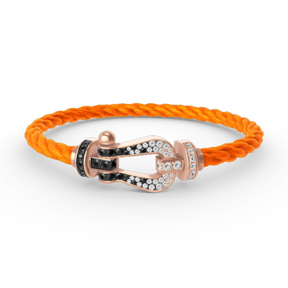 [Solara Jewelry]FORCE LARGE HORSESHOE BLACK WHITE DIAMOND BRACELET ROSE GOLD