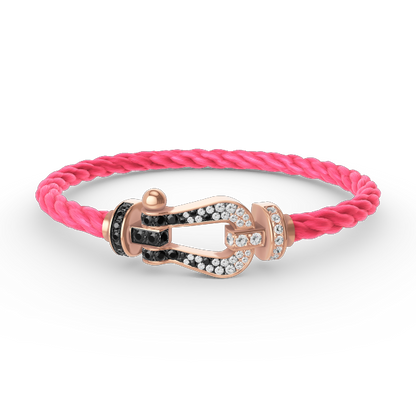 [Solara Jewelry]FORCE LARGE HORSESHOE BLACK WHITE DIAMOND BRACELET ROSE GOLD