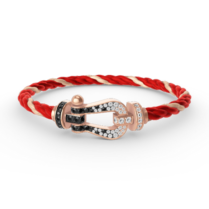 [Solara Jewelry]FORCE LARGE HORSESHOE BLACK WHITE DIAMOND BRACELET ROSE GOLD