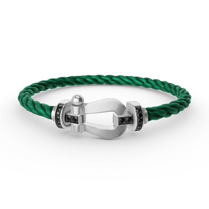 [Solara Jewelry]FORCE LARGE HORSESHOE BLACK DIAMOND BRACELET SILVER