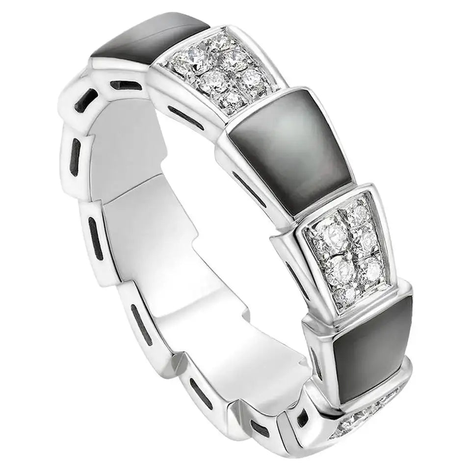[Solara Jewelry]SERPENTI RING SILVER DIAMOND BLACK MOP 4MM