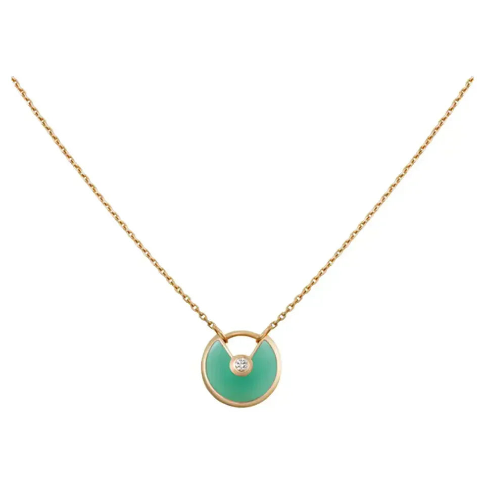 [Solara Jewelry]AMULETTE GOLD MALACHITE NECKLACE