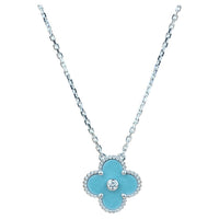 [Solara Jewelry]CLOVER 15MM DIAMOND SVRES PORZELLAN HALSKETTE SILBER