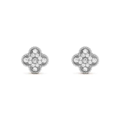 [Solara Jewelry]CLOVER 1 MOTIFS DIAMOND STUD EARRINGS SILVER
