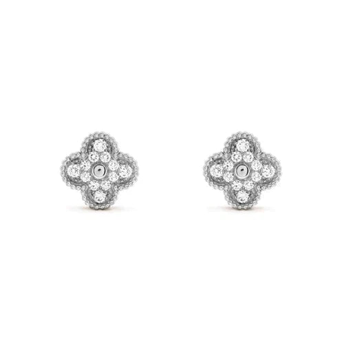 [Solara Jewelry]CLOVER 1 MOTIFS DIAMOND STUD EARRINGS SILVER