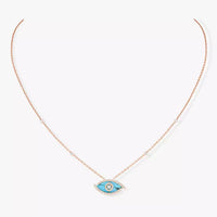 [Solara Jewelry]Lucky Eye Diamond Necklace in Rose Gold and Turquoise