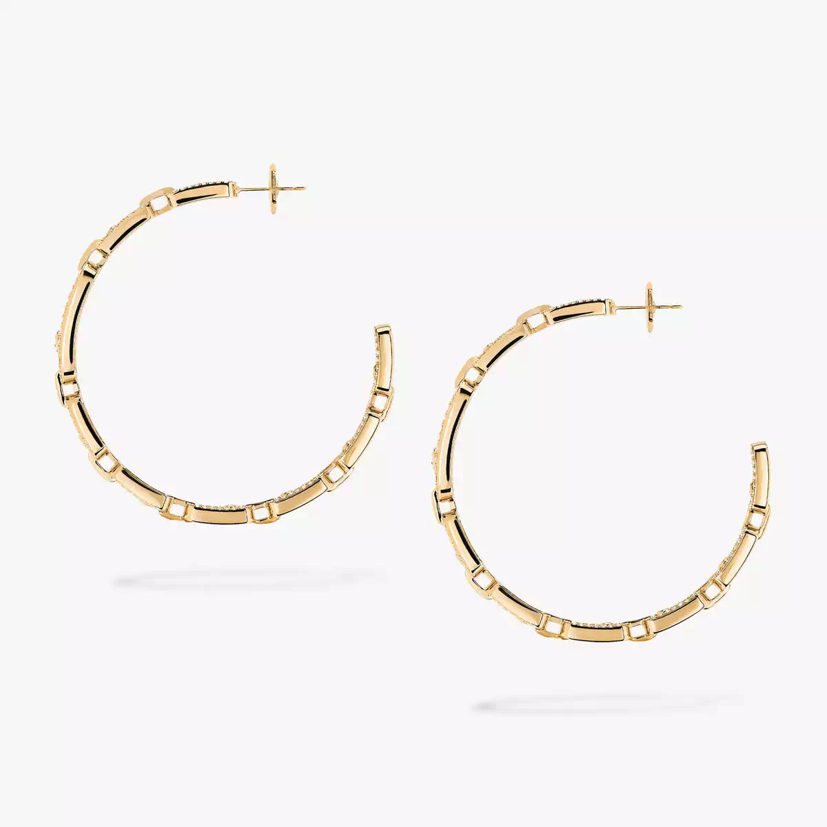 [[Solara jewelry]Move Link Diamond Hoop Earrings