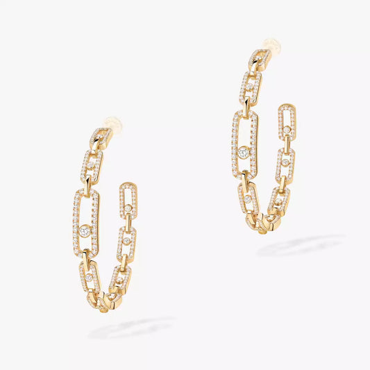 [[Solara jewelry]Move Link Diamond Hoop Earrings