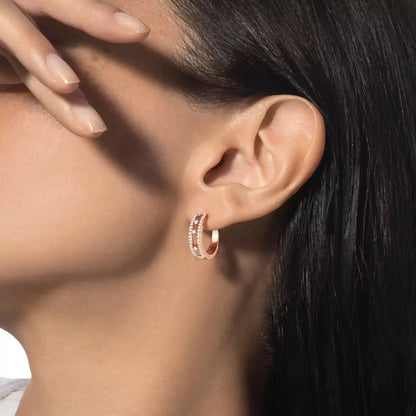 [Solara jewelry]Diamond Pave_ Hoop Earrings Move