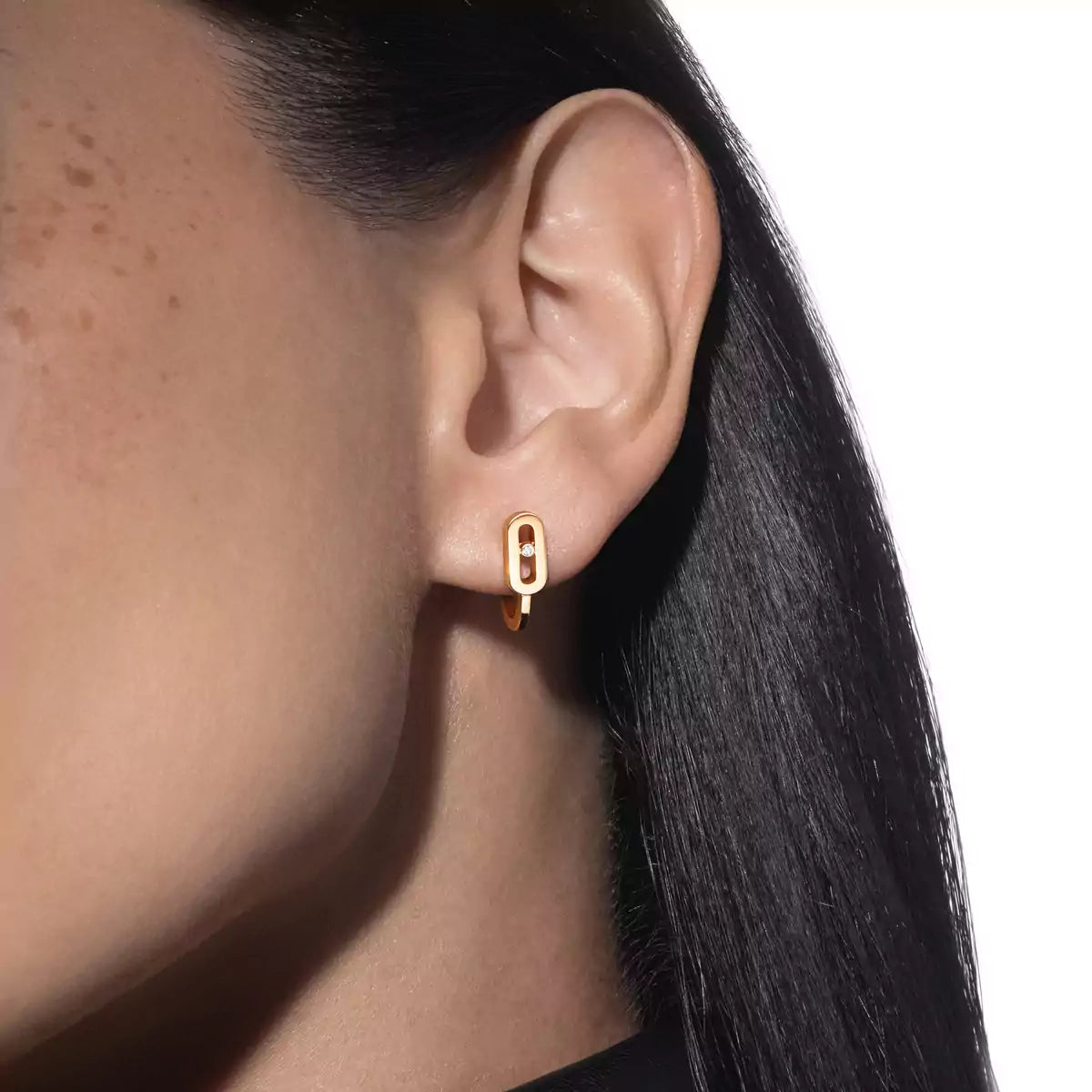 [Solara jewelry]Diamond Mini Hoop Earrings Move Classique