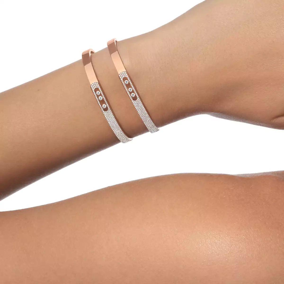[Solara jewelry]Move Noa Rose Gold Pavé Diamond Bangle Bracelet