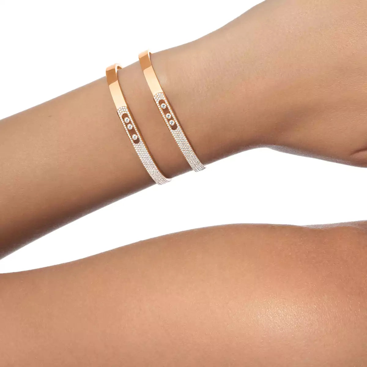 [Solara jewelry]Move Noa Rose Gold Pavé Diamond Bangle Bracelet