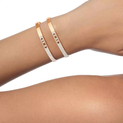 [Solara jewelry]Move Noa Rose Gold Pavé Diamond Bangle Bracelet