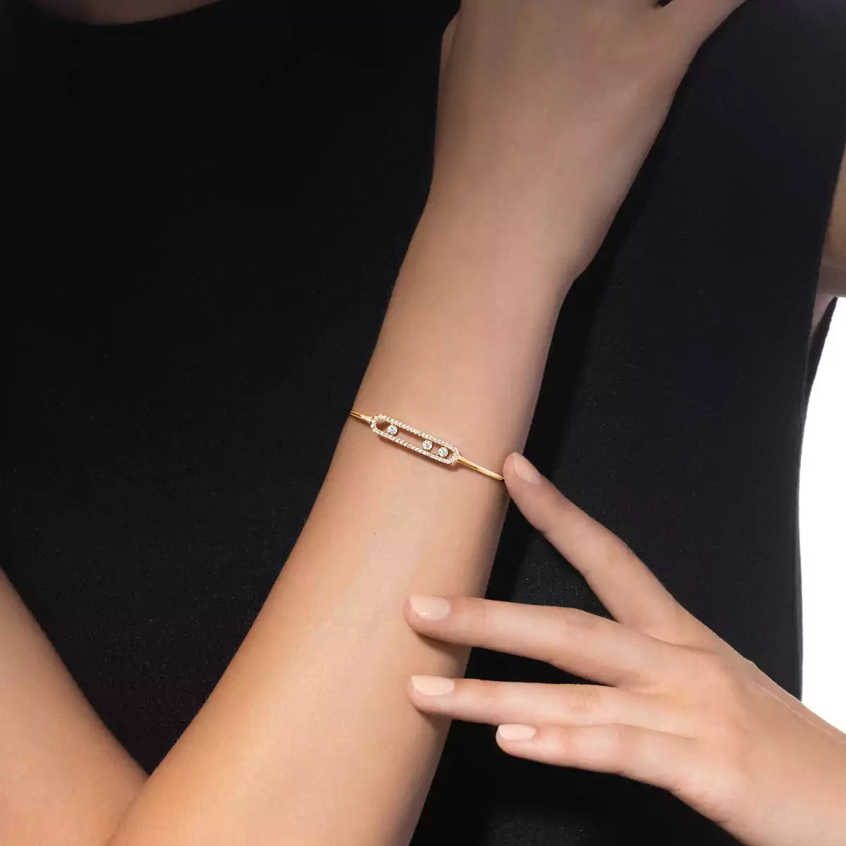 [Solara jewelry]Move Pavé Diamond Bangle Bracelet M