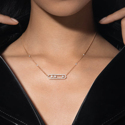 [Solara jewelry] Move Pave_ Rose Gold Diamond Necklace