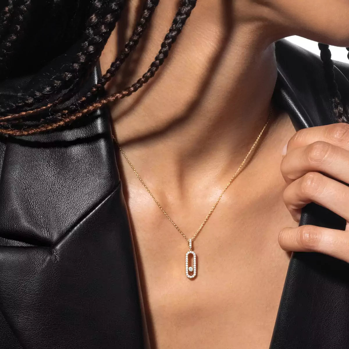 [Solara jewelry]Move Uno Diamond Necklace in Rose Gold