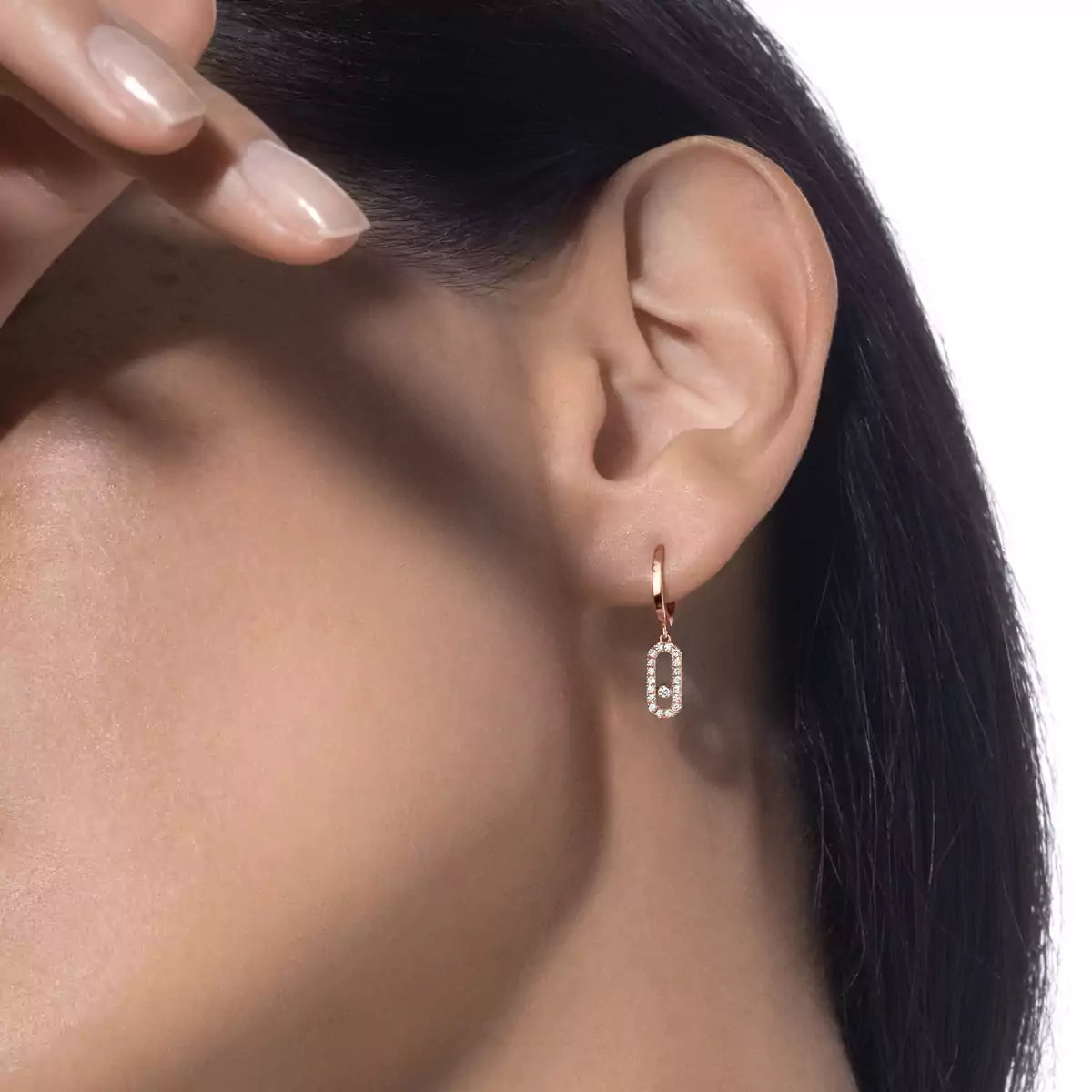 [Solara jewelry]Move Uno Single Diamond Hoop Earring