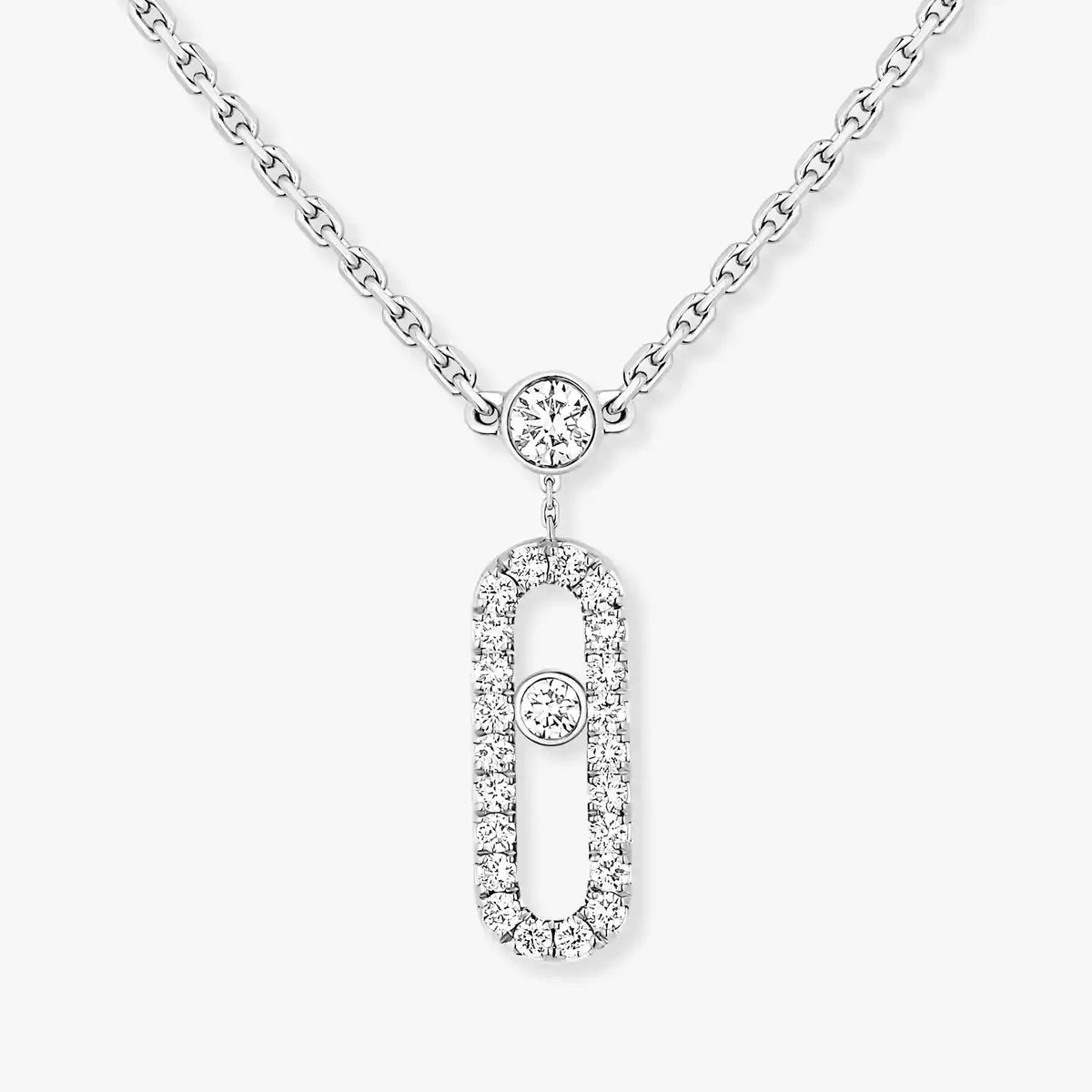 [Solara jewelry]2 Rows Rose Gold Diamond Pave_ Necklace Move Uno