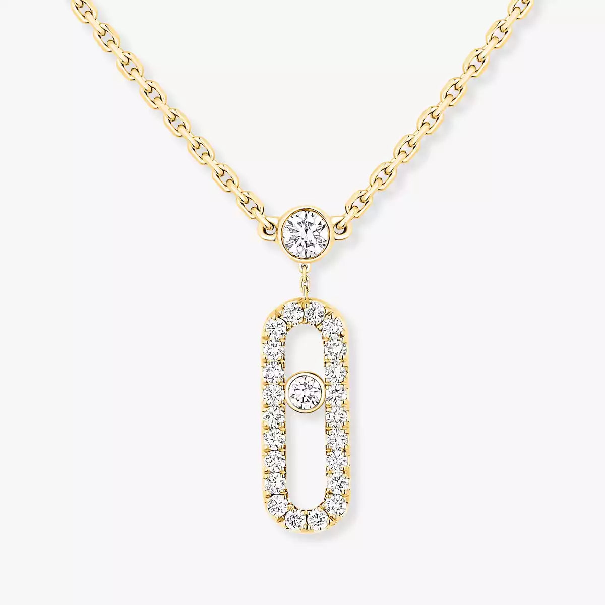 [Solara jewelry]2 Rows Rose Gold Diamond Pave_ Necklace Move Uno