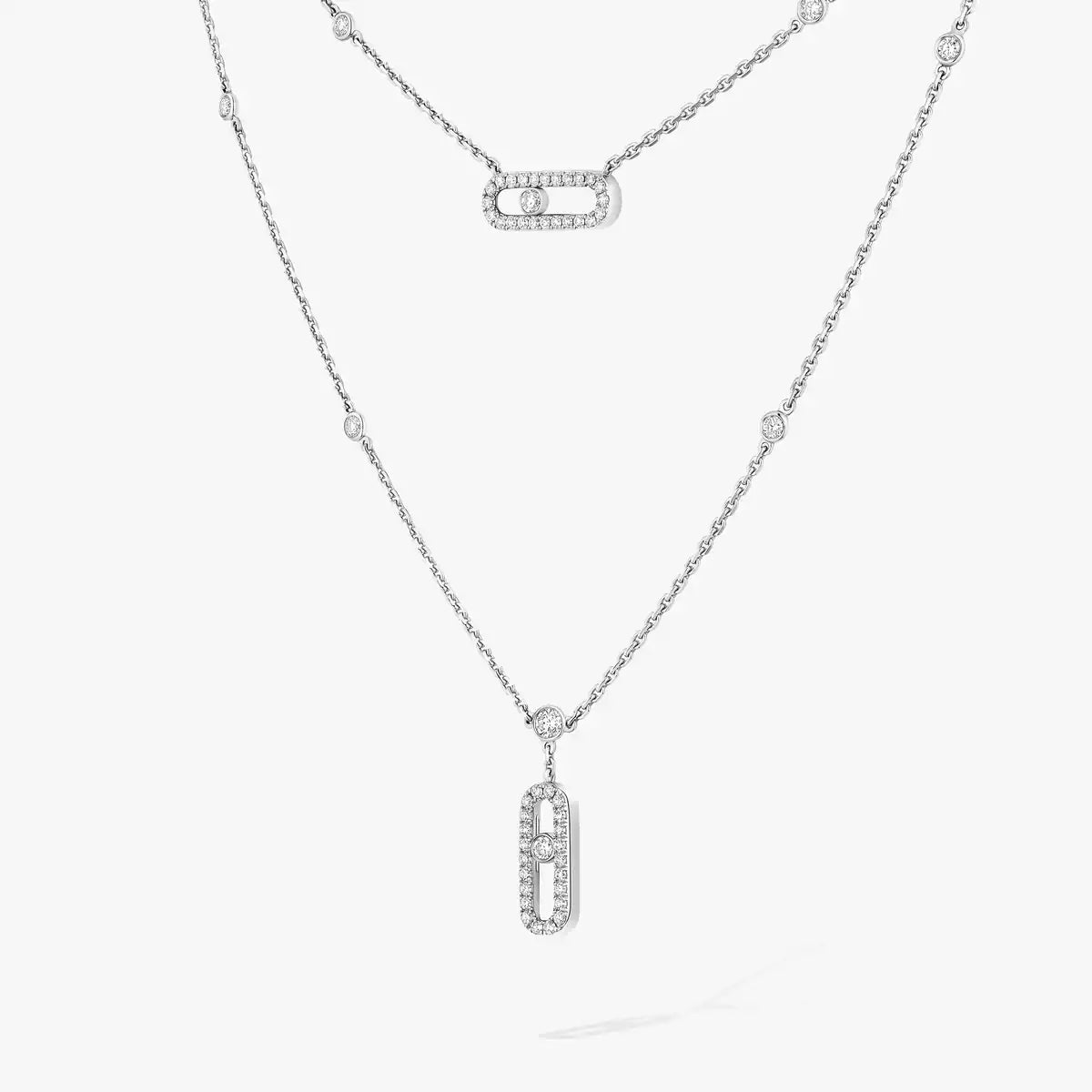 [Solara jewelry]2 Rows Rose Gold Diamond Pave_ Necklace Move Uno