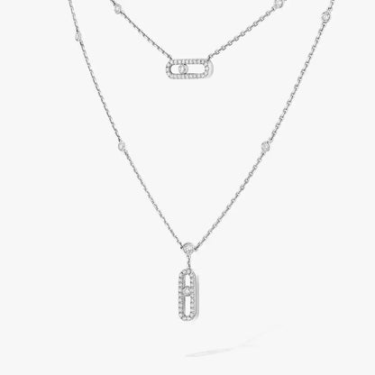 [Solara jewelry]2 Rows Rose Gold Diamond Pave_ Necklace Move Uno