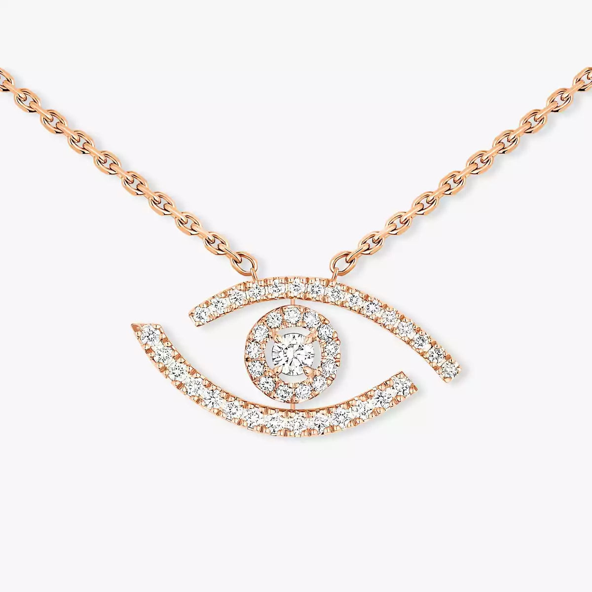 [Solara jewelry]Pave_ Diamond Necklace Lucky Eye