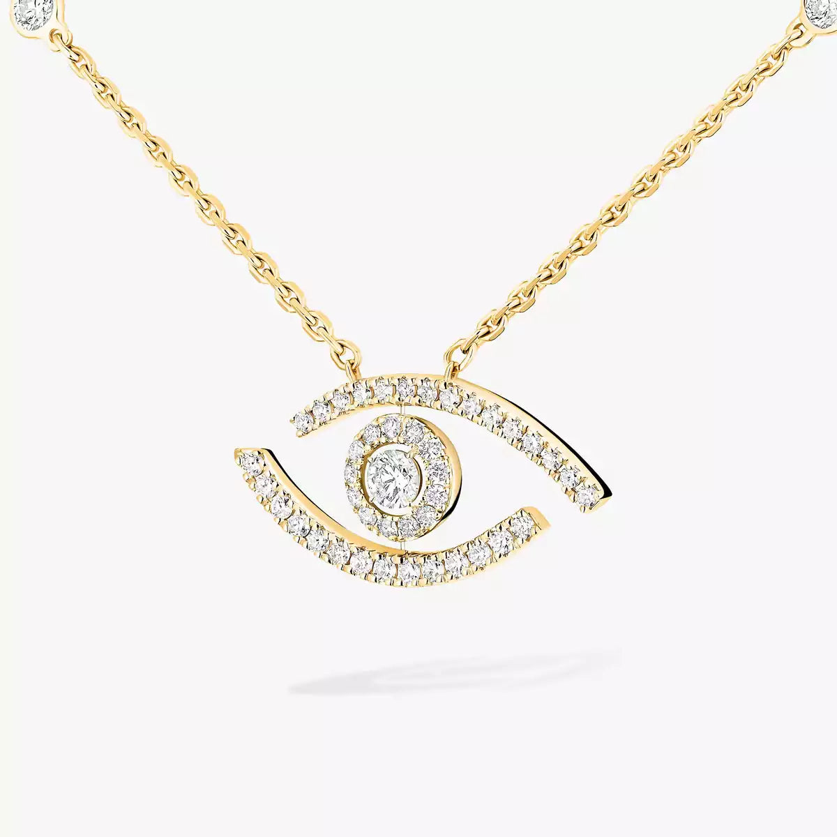 [Solara jewelry]Pave_ Diamond Necklace Lucky Eye