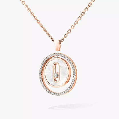 [Solara jewelry]Lucky Move Diamond Necklace in Rose Gold and White Mother-of-Pearl