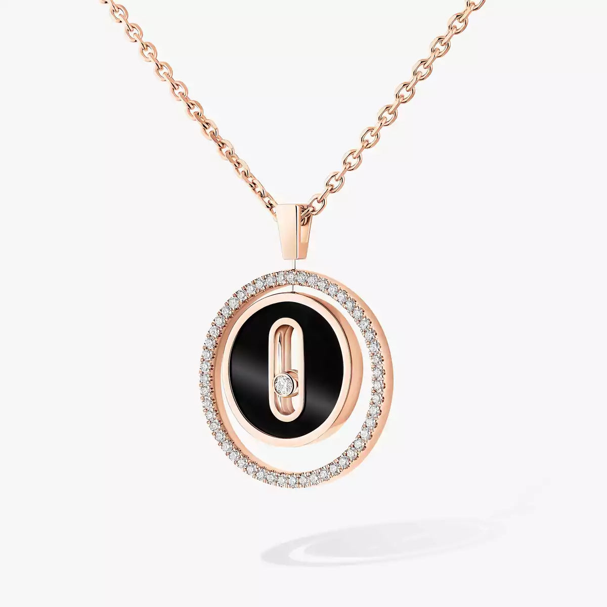 [Solara jewelry]Lucky Move Diamond Necklace in Rose Gold and White Mother-of-Pearl