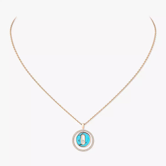 [Solara jewelry]Lucky Move Diamond Necklace in Rose Gold and White Mother-of-Pearl