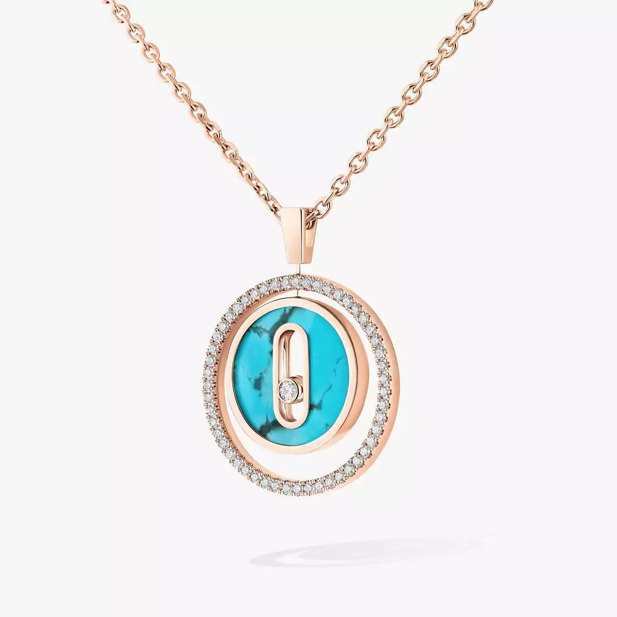 [Solara jewelry]Lucky Move Diamond Necklace in Rose Gold and White Mother-of-Pearl