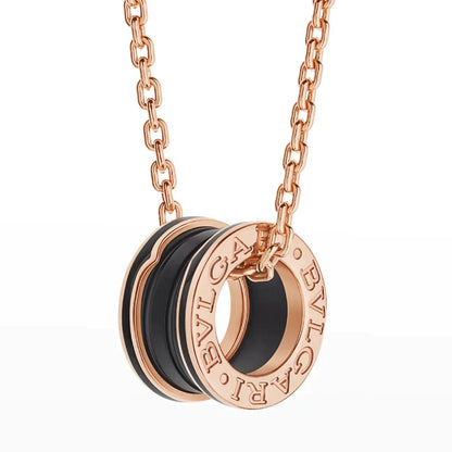 [Solara Jewelry]ZERO 1 BLACK CERAMIC PINK GOLD NECKLACE